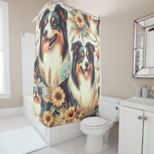 Cute Australian Shepherd Vintage Painting