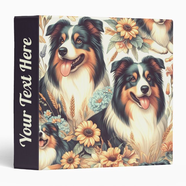 Cute Australian Shepherd Vintage Painting Binder (Front/Spine)