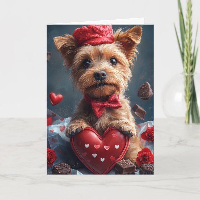 Cute Australian Terrier Valentine's Day Card (Front)