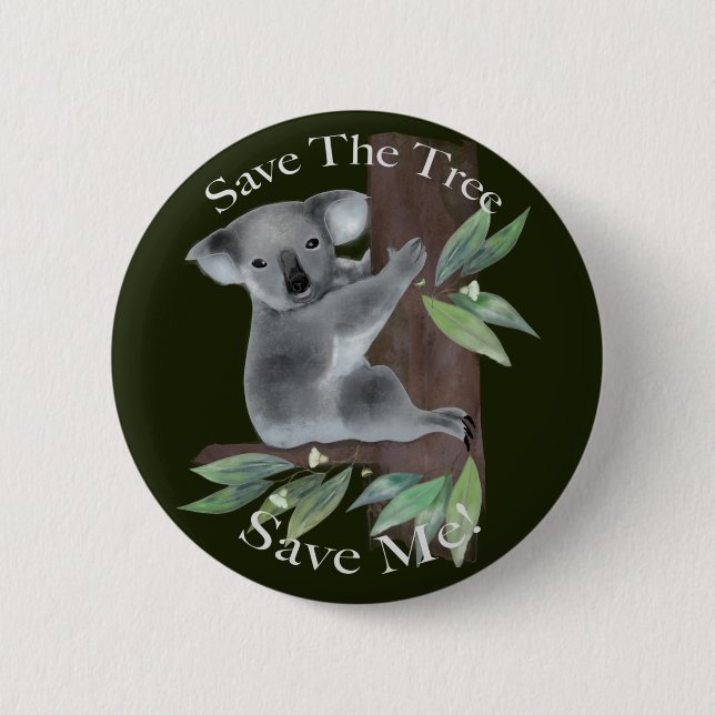 Cute Australian tree hugging koala 2 Inch Round Button (Front)