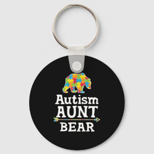 Cute Autism Awareness Aunt Bear Keychain