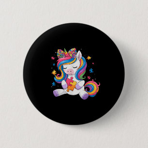 Cute Autism Awareness Toddler Girl Bow Unicorn Puz 2 Inch Round Button
