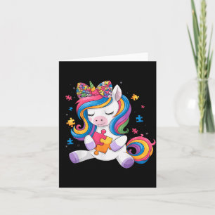 Cute Autism Awareness Toddler Girl Bow Unicorn Puz Card