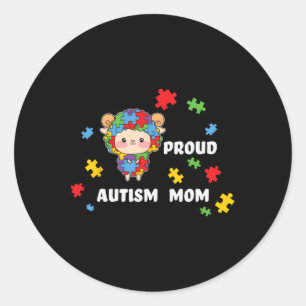 Cute Autism Awareness Women - Proud Autism Mom Lam Classic Round Sticker