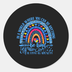 Cute Autism Mom Women Men Autism Awareness Be Kind Classic Round Sticker