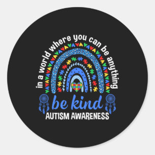 Cute Autism Mom Women Men Autism Awareness Be Kind Classic Round Sticker