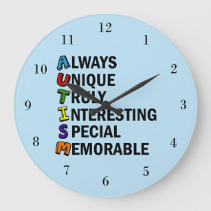 Cute Autism Pride Acrostic Large Clock
