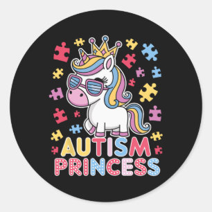 Cute Autism Princess Unicorn Girls Daughter Autism Classic Round Sticker