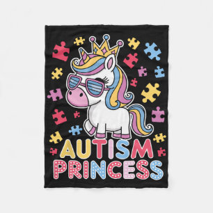 Cute Autism Princess Unicorn Girls Daughter Autism Fleece Blanket