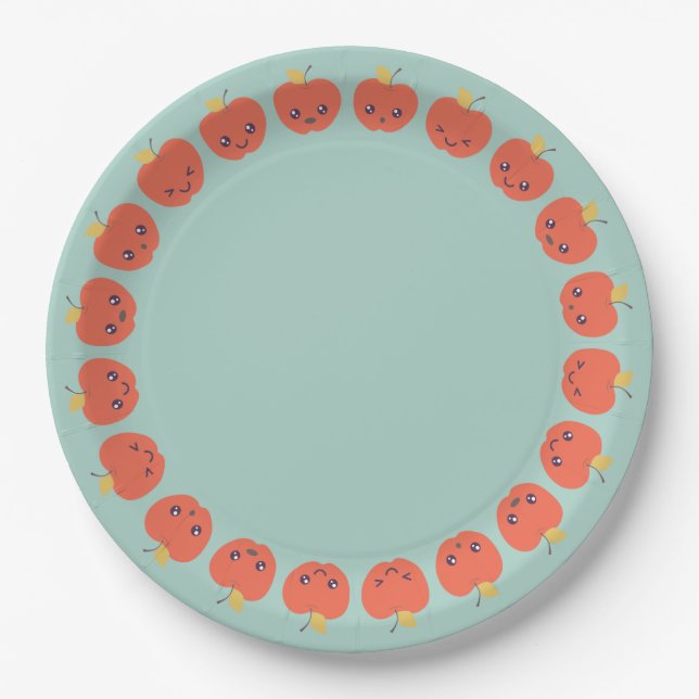Cute Autumn Apple Paper Plates (Front)