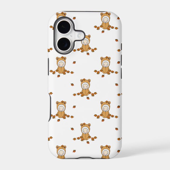 Cute Autumn Babies in Falling Leaves Pattern (Back)