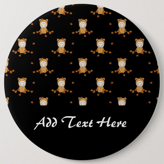 Cute Autumn Babies in Falling Leaves Pattern 6 Inch Round Button (Front)