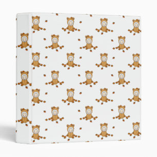 Cute Autumn Babies in Falling Leaves Pattern Binder