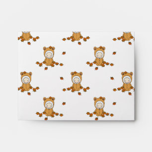 Cute Autumn Babies in Falling Leaves Pattern Envelope