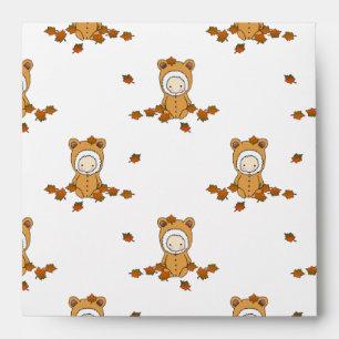 Cute Autumn Babies in Falling Leaves Pattern Envelope