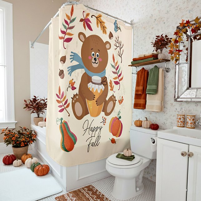 Cute autumn baby bear with honey and custom text (Creator Uploaded)