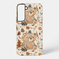 Cute Autumn Bear & Woodland Foliage Pattern
