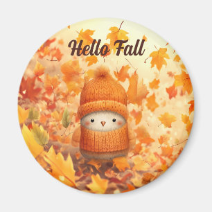 Cute Autumn Bird Dressed for Fall Magnet