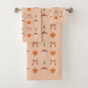 Cute Autumn Bow Pattern Bath Towel Set