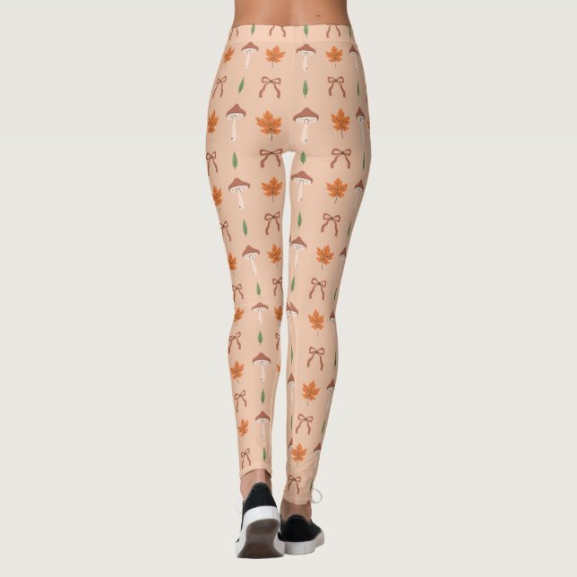 Cute Autumn Bow Pattern Leggings (Back)