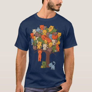 Cute Autumn Cat Tree Funny Lovely Kitten T-Shirt