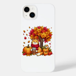 Cute Autumn Cat with Iced Coffee Pumpkins Case-Mate iPhone 14 Plus Case