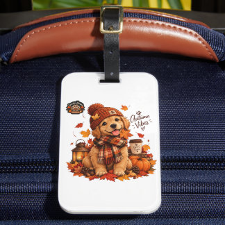 Cute Autumn Dog Luggage Tag