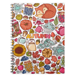 Cute Autumn Elements Hand Drawn Notebook