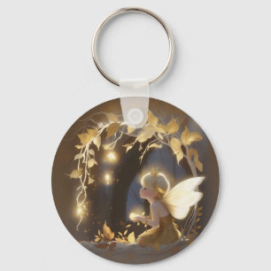 Cute Autumn Fairy with Glowing Flowers Keychain