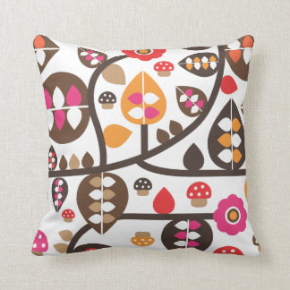 Cute autumn flower leaf toad retro pattern throw pillow