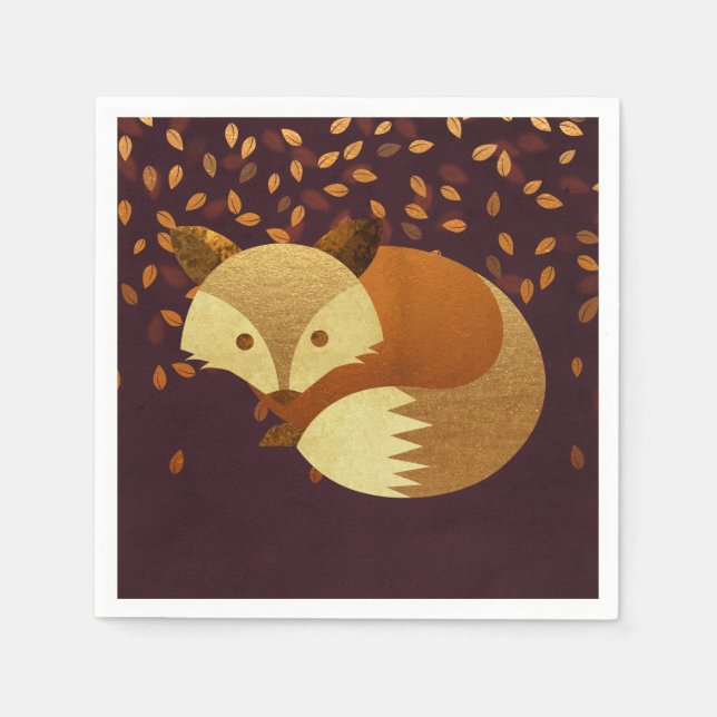 Cute Autumn Fox Napkin (Front)