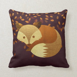 Cute Autumn Fox Throw Pillow