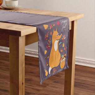 Cute autumn fox with custom text  short table runner