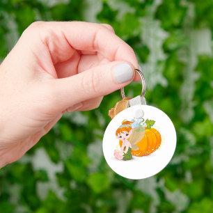 Cute Autumn Garden Fairy with Magic Pumpkin Keychain