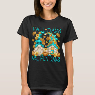 Cute Autumn Gnome Couple For Gardener Funny Fall Q T-Shirt