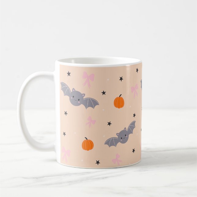 Cute Autumn Halloween Bat Pattern Mug (Left)