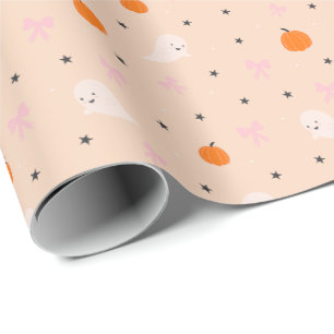Cute Autumn Halloween Ghost Pattern Wrapping Paper