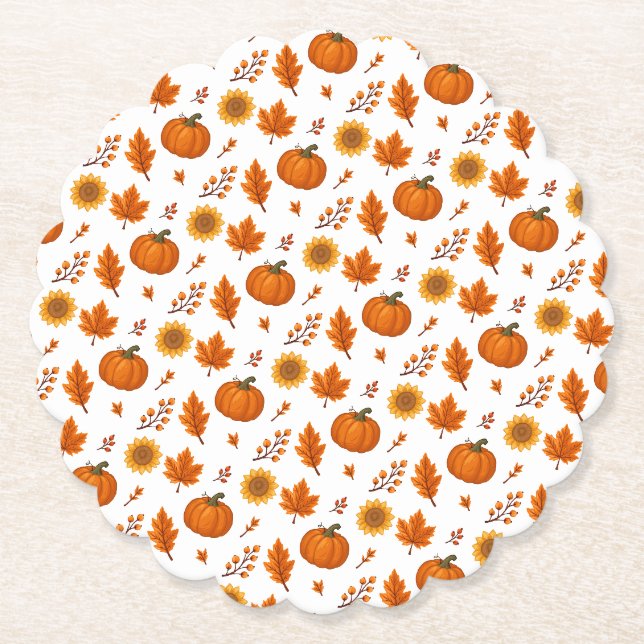 Cute Autumn Harvest  Paper Coaster (Front)