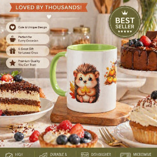 Cute Autumn Hedgehog with Harvest Ladder Illustrat Mug