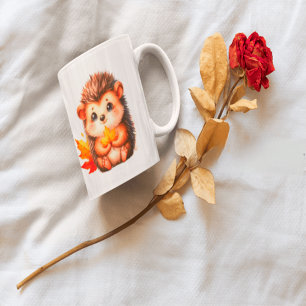 Cute Autumn Hedgehog with Harvest Ladder Illustrat Mug