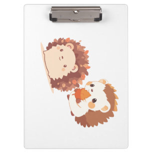 Cute Autumn Hedgehogs – Kawaii Fall Forest Animals Clipboard