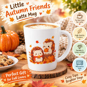 Cute Autumn Hedgehogs – Kawaii Fall Forest Animals Latte Mug