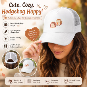 Cute Autumn Hedgehogs – Kawaii Fall Forest Animals Trucker Hat