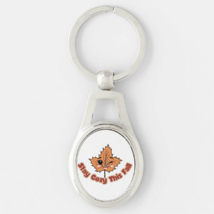 Cute Autumn Leaf Stay Cozy This Fall Keychain