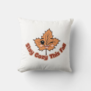 Cute Autumn Leaf Stay Cozy This Fall Throw Pillow