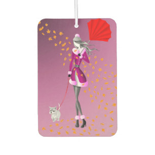Cute Autumn Leaves Dog Walker  Air Freshener