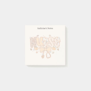 Cute Autumn patchwork Nurse Medical Worker Post-it Notes