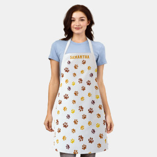 Cute Autumn Paw Prints Pattern Custom Apron