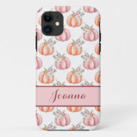 Cute Autumn Pink Watercolor Pumpkin Personalized