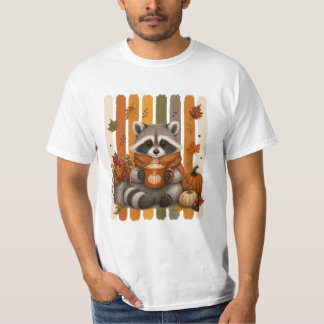 Cute Autumn Raccoon Coffee Lover Shirt | Cozy Fall